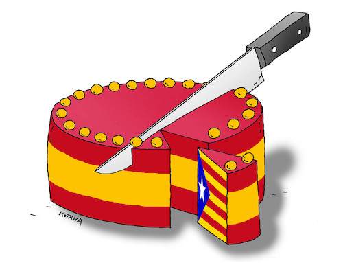 Cartoon: spaintorta (medium) by Lubomir Kotrha tagged independence,referendum,catalonia,spain,europe,euro,peace