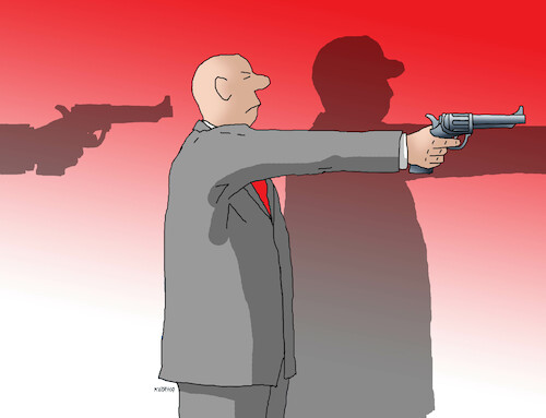 Cartoon: strelec23 (medium) by Lubomir Kotrha tagged shadow,revolver,shooting,shadow,revolver,shooting