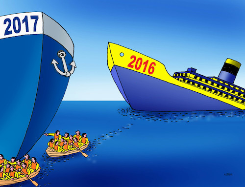 Cartoon: titaniky (medium) by Lubomir Kotrha tagged new,year,2017