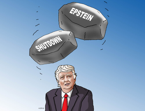 Cartoon: truepshut (medium) by Lubomir Kotrha tagged trump,usa,shutdown,trump,usa,shutdown