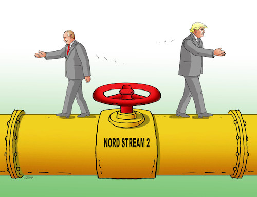 Cartoon: truputgas (medium) by Lubomir Kotrha tagged gas,nord,stream,putin,trump,russia,usa,germany,sanctions