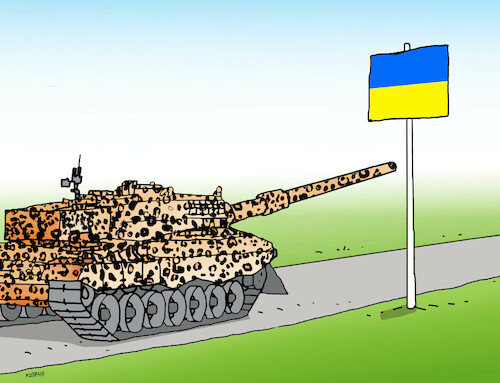 Cartoon: ukrapard (medium) by Lubomir Kotrha tagged ukraine,russia,the,war,tanks,leopard,ukraine,russia,the,war,tanks,leopard