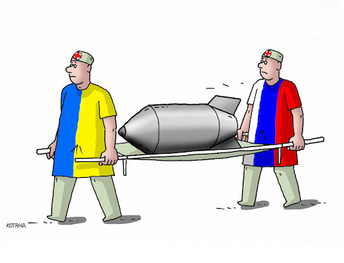 Cartoon: ukrusbomb (medium) by Lubomir Kotrha tagged war,russia,ukraine,putin,zelenskyj,world,peace,war,russia,ukraine,putin,zelenskyj,world,peace