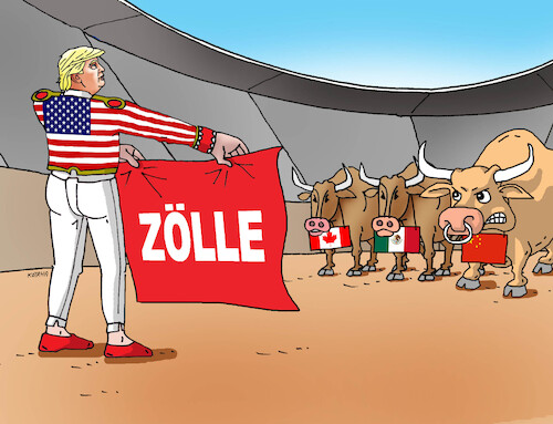 Cartoon: usa clo zoll douanne duty zolle (medium) by Lubomir Kotrha tagged usa,clo,zoll,douanne,duty,zolle,usa,clo,zoll,douanne,duty,zolle