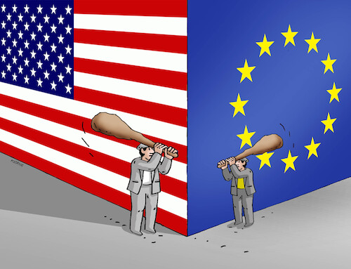 Cartoon: usaeu26 (medium) by Lubomir Kotrha tagged usa,eu,dollar,euro,usa,eu,dollar,euro