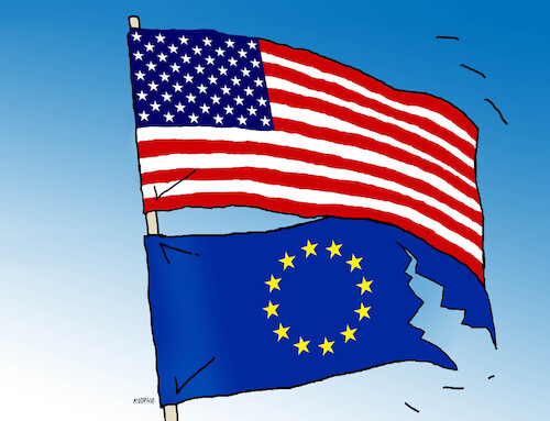 Cartoon: usaeuflag26 (medium) by Lubomir Kotrha tagged usa,eu,dollar,euro,usa,eu,dollar,euro