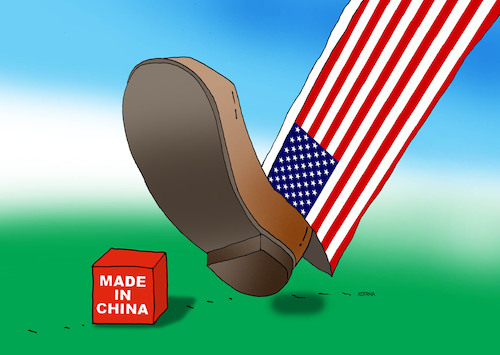 Cartoon: usaslap (medium) by Lubomir Kotrha tagged donald,trump,usa,duty,europe,china,the,world,dollar,euro