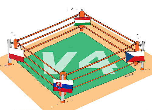 Cartoon: v4box (medium) by Lubomir Kotrha tagged v4,slovakia,czech,republic,poland,hungary,v4,slovakia,czech,republic,poland,hungary