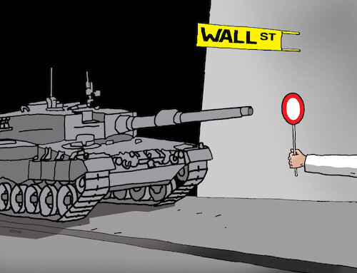 Cartoon: walltank (medium) by Lubomir Kotrha tagged wall,street,war,peace,wall,street,war,peace