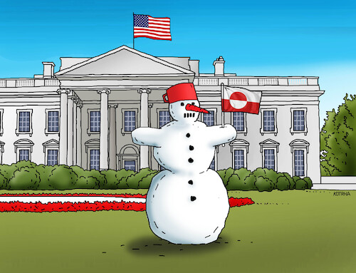 Cartoon: whitesnehul (medium) by Lubomir Kotrha tagged donald,trump,usa,world,eu,venezuela,greenland,etc,donal,trump,usa,world,eu,venezuela,greenland,etc