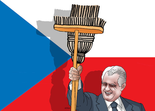 Cartoon: zemanupratov (medium) by Lubomir Kotrha tagged czech,parliamentary,elections,2017,andrej,babis,ano,eu