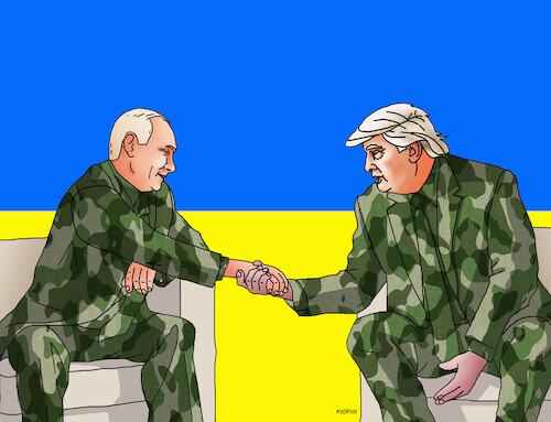 Cartoon: Trump Putin Ukraine war peace (medium) by Lubomir Kotrha tagged trump,putin,ukraine,war,peace,trump,putin,ukraine,war,peace