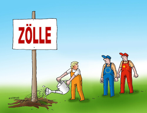 Cartoon: usa clo zoll douanne duty zolle (medium) by Lubomir Kotrha tagged usa,clo,zoll,douanne,duty,zolle,usa,clo,zoll,douanne,duty,zolle