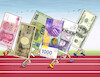 Cartoon: moneysprint (small) by Lubomir Kotrha tagged money,dollar,euro,libra,frank