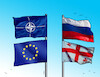 Cartoon: ruzgruzflags (small) by Lubomir Kotrha tagged georgia,elections,democracy,european,union,russia