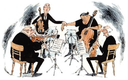 Cartoon: Chamber music (medium) by DavidP tagged quartet,music,oldies,pulse