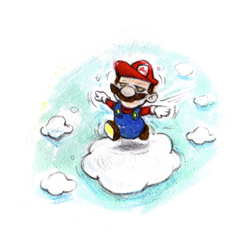 Cartoon: Mario cloud walking (medium) by Trippy Toons tagged super,mario,trippy,marihu,weed,cannabis,stoner,kiffer,ganja,video,game