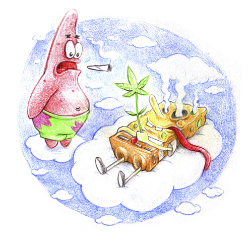 Cartoon: Patrick and Sponge smoked out (medium) by Trippy Toons tagged spongebob,sponge,bob,squarepants,patrick,star,schwammkopf,eyes,augen,bloodshot,cannabis,marihuana,marijuana,stoner,stoned,kiffer,kiffen,weed,ganja,smoke,smoking,rauch,rauchen