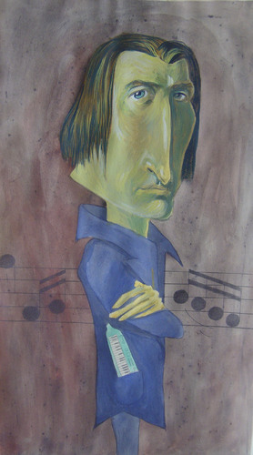 Cartoon: Franz Liszt (medium) by SAPIENS tagged cartoon,drawing,colour