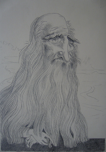 Cartoon: Leonardo Da Vinci (medium) by SAPIENS tagged cartoon,drawing