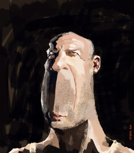 Cartoon: Bruce Willis (medium) by kurtsatiriko tagged bruce,willis,caricature
