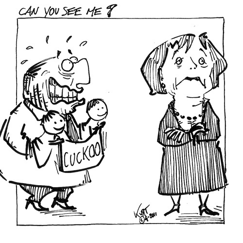Cartoon: Can you see me? (medium) by kurtsatiriko tagged berlusconi,merkel