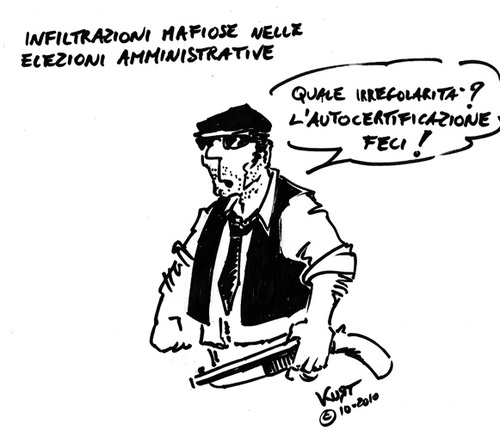 Cartoon: Elezioni - infiltrazioni mafiose (medium) by kurtsatiriko tagged mafia,elezioni