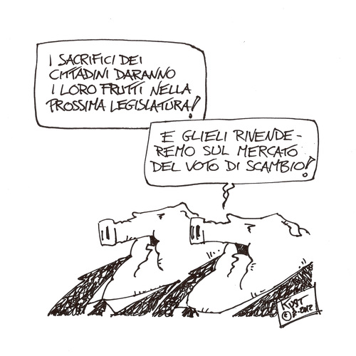Cartoon: Rosee prospettive (medium) by kurtsatiriko tagged crisi,monti