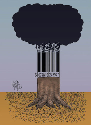 Cartoon: climate crisis (medium) by kotbas tagged crisis,climate,environment,earphones,world,natura,cartoon,humor