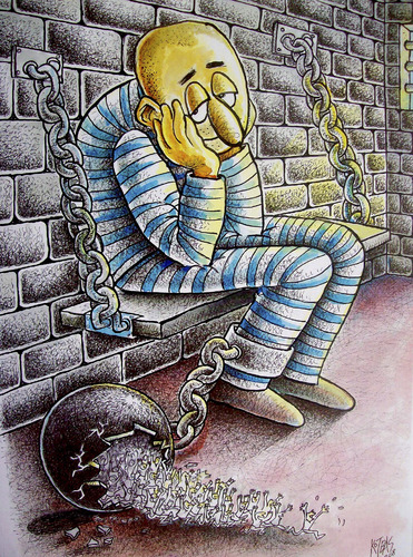 Cartoon: convict (medium) by kotbas tagged prison,convict,hope