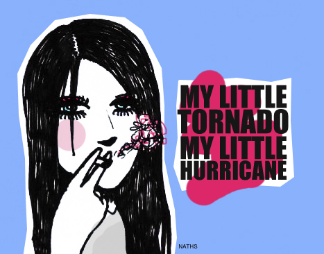 Cartoon: my little tornado (medium) by naths tagged girl,smoking,cigarrette,smoke,the,kills,colours