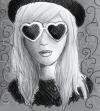 Cartoon: B n W Girl (small) by naths tagged heart,girl,black,and,white,bw,glasses,blond