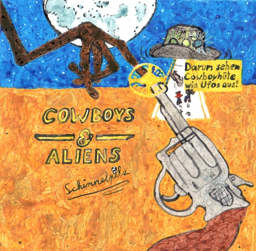 Cartoon: Cowboys And Aliens (medium) by Schimmelpelz-pilz tagged movie,film,cowboy,cowboys,alien,aliens,et,außerirdisch,ausserirdisch,revolver,gun,knarre,pistole,desert,wüste,amerika,america,ufo,flying,saucer,spaceship,moon,mond,full,vollmond,parody,parodie,kino,cinema,hollywood,hut,hat