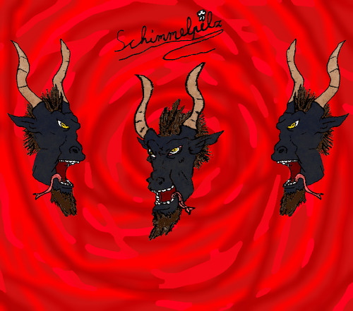 Cartoon: Devil (medium) by Schimmelpelz-pilz tagged devil,beast,goat,buck,satan,creature,abomination,chin,beard,fantasy,hell,hellish,monster,horn,horns,snake,tongue,mohawk,demon,bestie,bock,kreatur,schlangenzunge,ziegenbock,biest,bart,ziegenbart