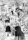 Cartoon: Bord In School (small) by Schimmelpelz-pilz tagged knight,beard,long,hair,hairs,demon,devil,monster,monsters,werewolf,wolf,wolfman,lycanthrope,lycan,sketch,sketches,skizze,skizzen,ritter,werwolf,lange,haare,langes,haar,bart,wild,kreaturen,kreature,creature,creatures,teufel,bird,vogel,skull,totenkopf,hofnaar,jester,tentacle,tentakel,tentacles