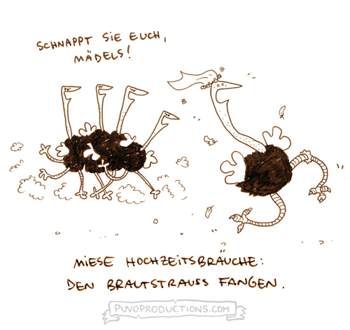 Cartoon: Brautstrauß (medium) by puvo tagged braut,hochzeit,strauß,brautstrauß,tradition,vogel