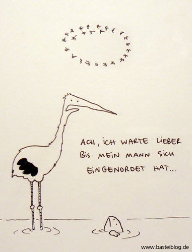 Cartoon: Einnorden. (medium) by puvo tagged storch,süden,winter,south,zugvogel,migrant,bird,norden,north,direction,richtung