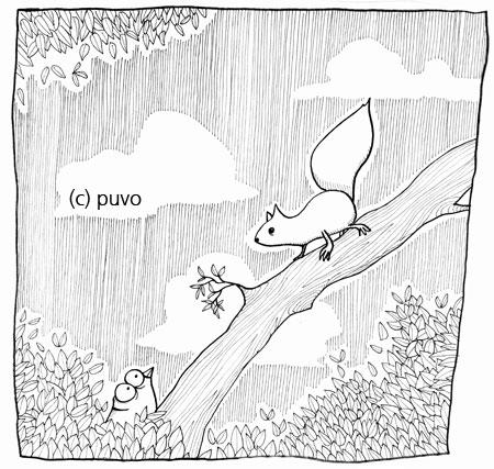 Cartoon: Im Park. (medium) by puvo tagged park,taube,eichhörnchen,sommer,dove,squirrel,summer