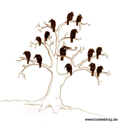 Cartoon: Rabenbaum (medium) by puvo tagged rabe,winter,tree,baum,krähe,crow,raven