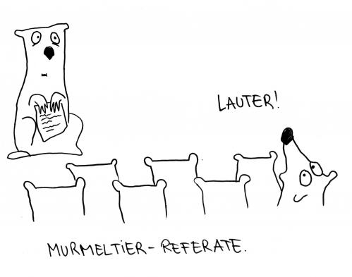 Cartoon: Murmeltierreferate. (medium) by puvo tagged murmeltier,referat,
