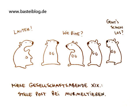 Cartoon: Stille Post. (medium) by puvo tagged murmeltier,stille,post,spiel,spieleabend,game,gamenight