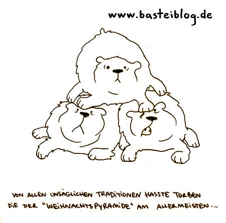 Cartoon: Weihnachtspyramide (medium) by puvo tagged weihnachten,christmas,bär,bear,pyramide,pyramid,turnen,gymnastics