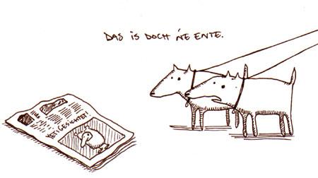 Cartoon: Yeti gesichtet. (medium) by puvo tagged hund,ente,zeitung,yeti