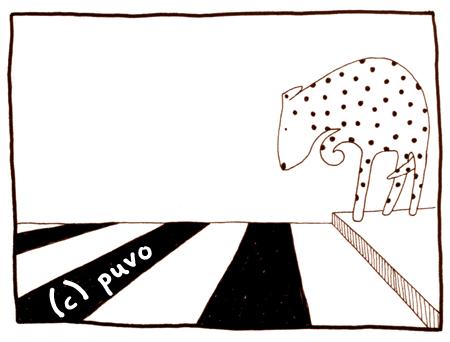 Cartoon: Zebrastreifen. (medium) by puvo tagged dog,hund,dalmatiner,zebrastreifen,punkt,dot,streifen,stripe,zebra,crossing,crosswalk,dalmatian
