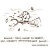 Cartoon: Nackenschmerz. (small) by puvo tagged vogel,bird,herbst,autumn,wind,sturm,storm,tempest,nacken,nape,neck,schmerz,pain