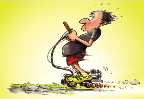 Cartoon: wenn autofahrer sport machen (medium) by lowart tagged cobblestonescating