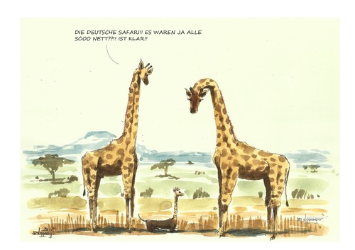 Cartoon: Der Girdack (medium) by Jori Niggemeyer tagged cartoon,joricartoon,niggemeyer,eifersucht,fremdgehen,staunen,savanne,krügernationalpark,karikatur,kilimandscharo,kibu,afrika,dackel,giraffe
