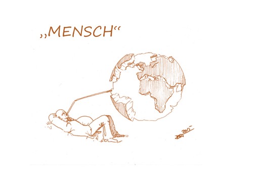 Cartoon: Mensch (medium) by Jori Niggemeyer tagged natur,mansch,raubbau,zerstörung,ausbeutung,egoismus,blindgeit,macht,machtstreben,gewinnsucht,gewinn,welt,erde,niggemeyer,joricrtoon,cartoon,karikatur