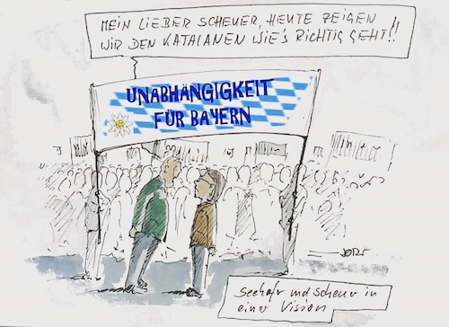 Cartoon: Unabhängig für Bayern (medium) by Jori Niggemeyer tagged bayern,katalanen,unabhängigkeit,csu,seehofer,scheuer,politik,referendum,bayern,katalanen,unabhängigkeit,csu,seehofer,scheuer,politik,referendum
