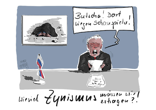 Cartoon: ZYNISMUS PUR!!! (medium) by Jori Niggemeyer tagged butscha,zynismus,zyniker,zynisch,völkermord,genozid,mord,mörder,opfer,verhöhnung,fckptn,fuckputin,putin,ukrainetoday,ukraine,moskau,kreml,wladimirputin,russland,standwithukraine,ukrainewar,krieg,humor,joricartoon,niggemeyer,cartooon,cartoonart,illustration,illustrator,karikatur,satire,cartoondrawing,cartoon,butscha,zynismus,zyniker,zynisch,völkermord,genozid,mord,mörder,opfer,verhöhnung,fckptn,fuckputin,putin,ukrainetoday,ukraine,moskau,kreml,wladimirputin,russland,standwithukraine,ukrainewar,krieg,humor,joricartoon,niggemeyer,cartooon,cartoonart,illustration,illustrator